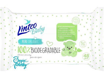 Vlhčené ubrousky LINTEO BABY BIODEGRADABLE 48ks