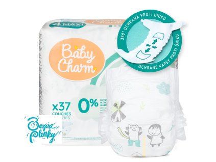 Baby Charm Premium Super Dry Flex vel. 4 Maxi, 7 – 14 kg, 37 ks
