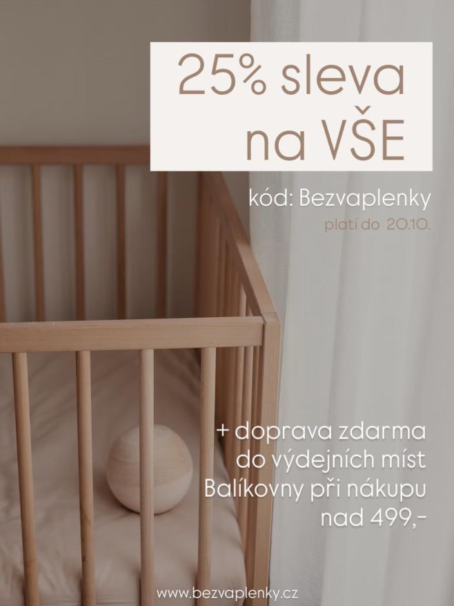 Až do 20.10. u nás nakoupíte vše s 25% slevou! ♥️ Stačí, když použijete kód “Bezvaplenky”. A navíc při nákupu nad 499,-...